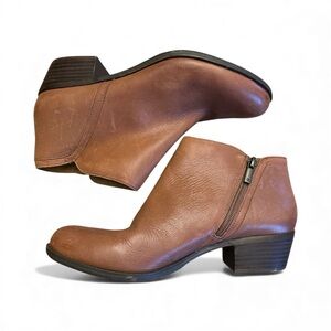 Lucky Brand Basel Leather Toffee Ankle Booties Sz 8.5 Fall Essential Footwear